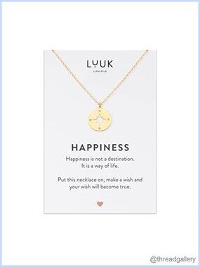 LUUK LIFESTYLE Stainless Steel Compass Pendant Necklace Dainty Gift